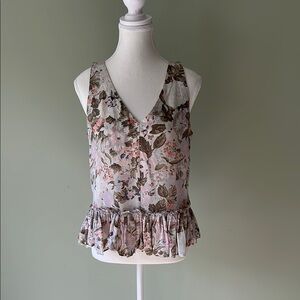 Rebecca Taylor Cream Peplum Tank Top